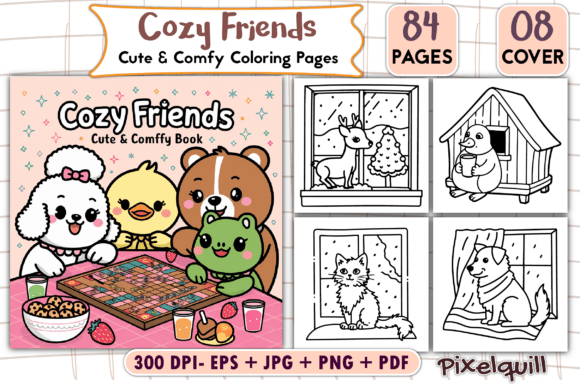Download Cozy Friends: Cute &amp; Comfy Coloring Page - Coloring Collection