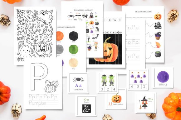 Download Halloween Educational Worksheets - K Collection