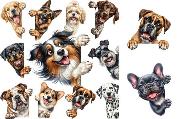 Download Watercolor Peeking Dog Clipart Bundle - K Collection