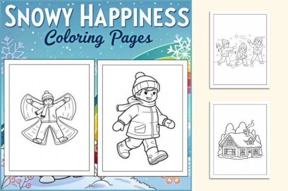 Download Snowy Happiness Coloring Pages for Kids - K Collection