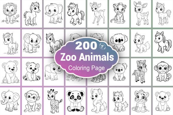 Download Cute Zoo Animals Coloring Page - Coloring Collection