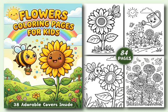 Download Flowers Coloring Pages for Kids - K Collection