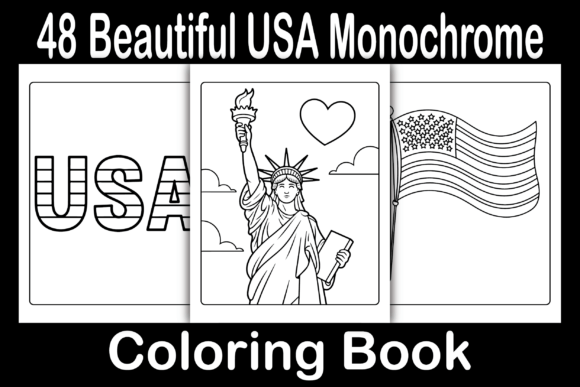 Download Beautiful USA Monochrome Coloring Book - K Collection